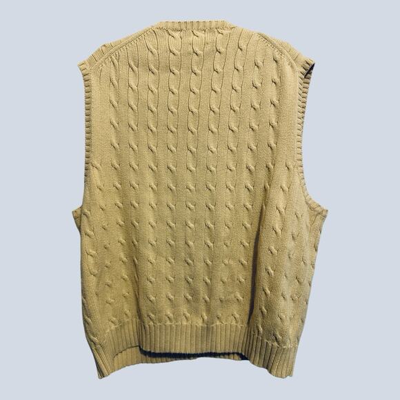 Polo Ralph Lauren Yellow Cable Knit Sweater Vest Old Money Preppy Timeless XL - Picture 2 of 10